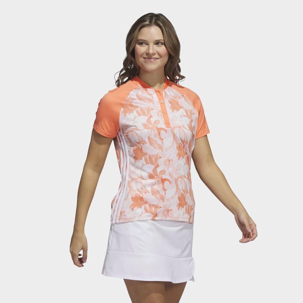 Áo golf nữ tay ngắn Women's Floral Golf Polo Shirt Coral Fusion IB4532