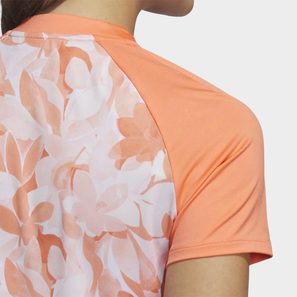 Áo golf nữ tay ngắn Women's Floral Golf Polo Shirt Coral Fusion IB4532