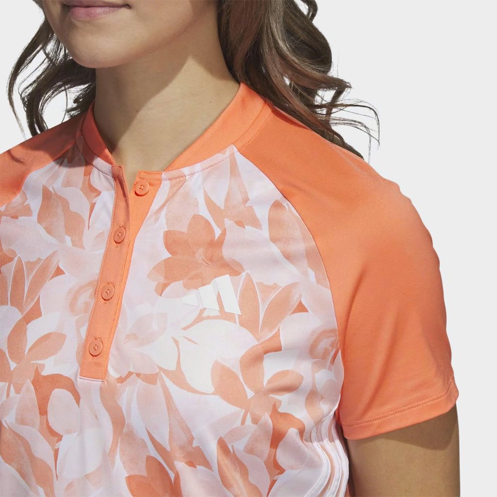 Áo golf nữ tay ngắn Women's Floral Golf Polo Shirt Coral Fusion IB4532