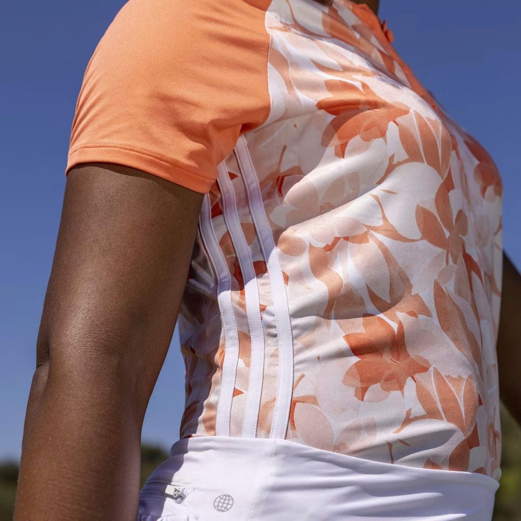 Áo golf nữ tay ngắn Women's Floral Golf Polo Shirt Coral Fusion IB4532