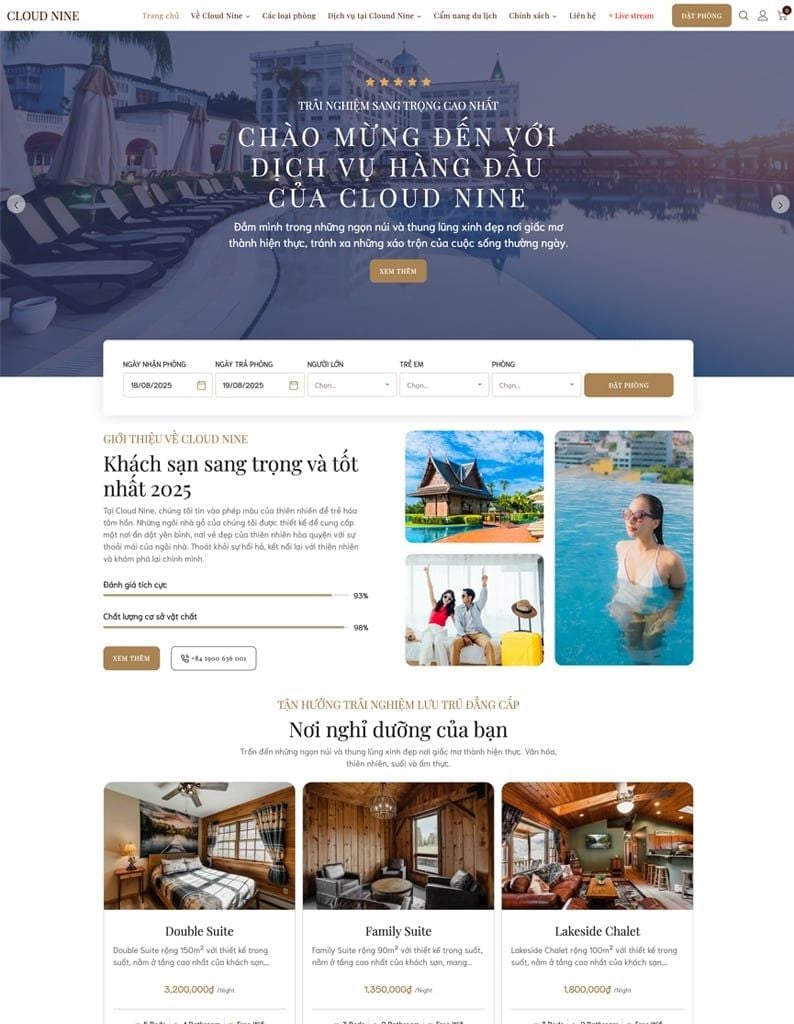 Mẫu website Cloud Nine Cloud Nine