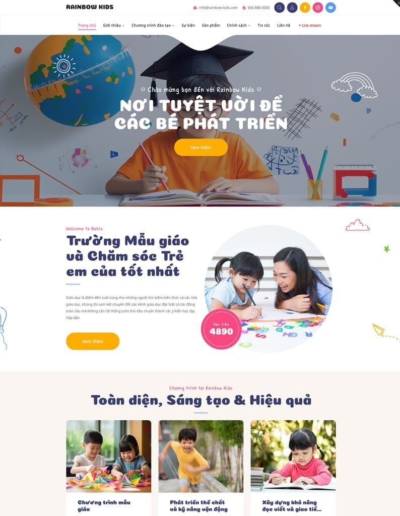 Mẫu website Rainbow Kids Rainbow Kids