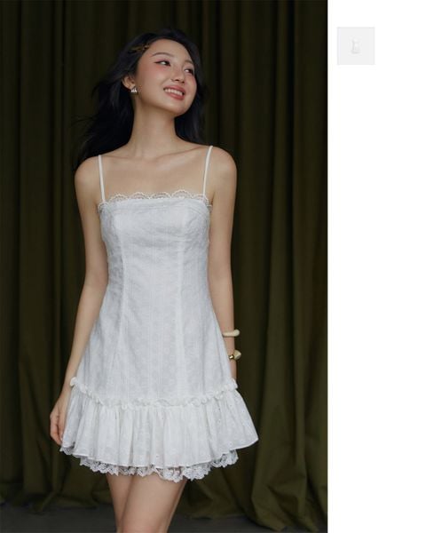 Đầm Ngắn Hai Dây Phối Ren Elara Eyelet Dress
