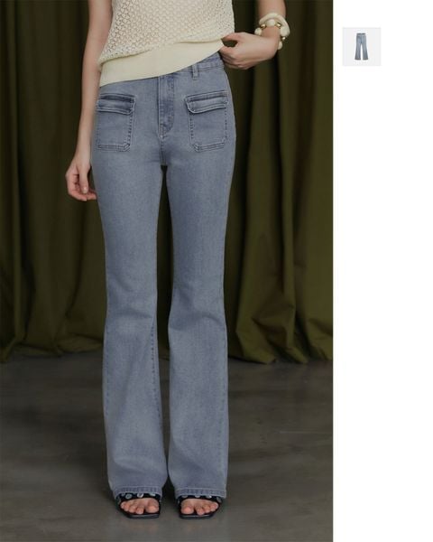 Quần Jean Ống Loe Flared Pocket Denim