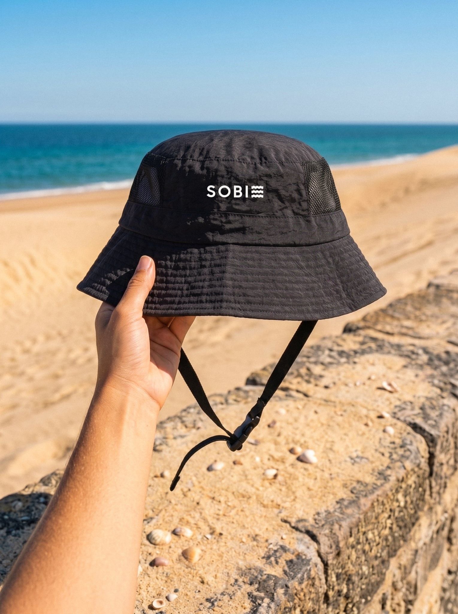 Nón chống nắng lướt sóng SOBIE Surf Hat Black