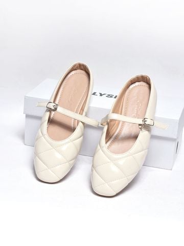 Giày Sục Nữ Bệt Merly 1584 Kem Ivory, Giày Búp Bê Quai Ngang Mũi Vuông Chần Chỉ Trám, Giày Bệt Nữ Bít Mũi Đế Cao Su Chống Trơn, Giày Dép Nữ Big Size