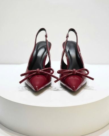 Giày Cao Gót Đỏ Nơ Slingback Mũi Nhọn Merly Big Size, Giày Cao Gót Bigsize