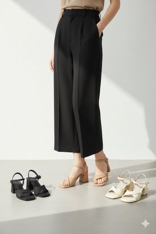 Sandal Nữ Quai Ngang Xoắn Mềm Gót Cao 7cm Merly 1641 Màu Nâu