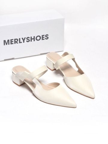 Guốc Sục Nữ Merly 1647 Trắng Ivory Bigsize 35-43, Giày Sục Nữ Mũi Nhọn Đế Vuông 3cm 1647 Đen, Sandal Bít Mũi, Giày Mule, Giày Búp Bê, Giày Công Sở Nữ