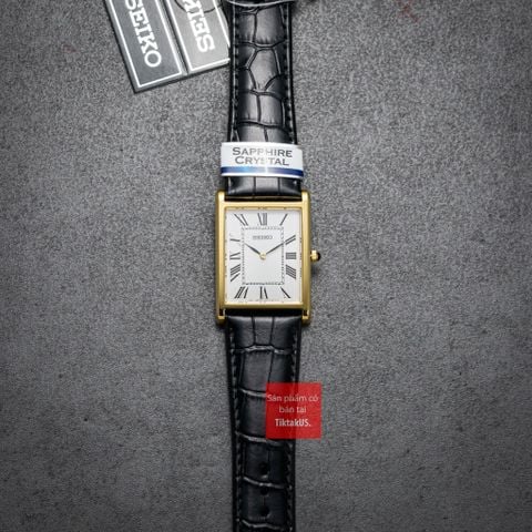 Đồng hồ nam Seiko tank mạ vàng mặt vuông kính sapphire SWR104P1 máy quartz SWR104