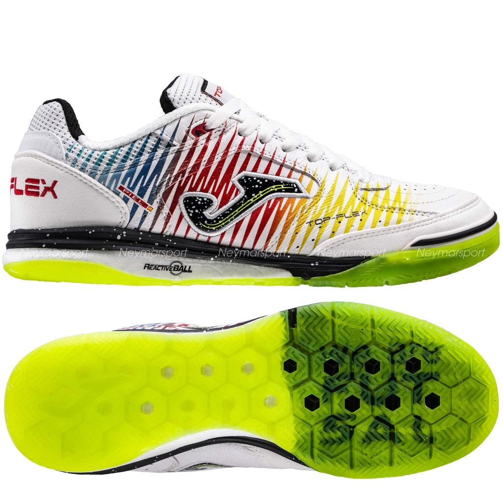 Giày đá bóng Futsal JOMA Top Flex Rebound 2576 - White/Yellow/Red TORW2528IN