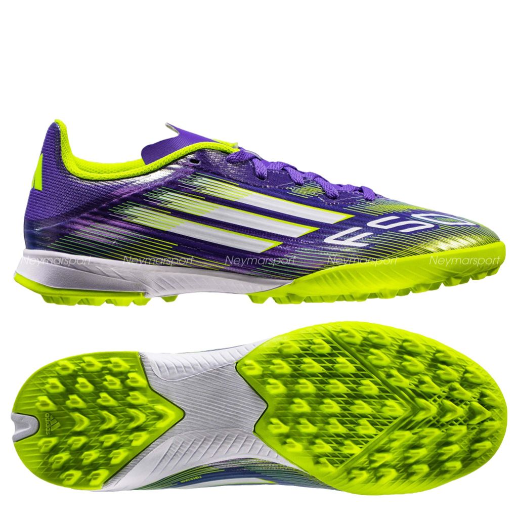 Giày đá bóng adidas F50 League TF Radiant Blaze - Purple Rush/Footwear White/Lucid Lemon Kids JI0000