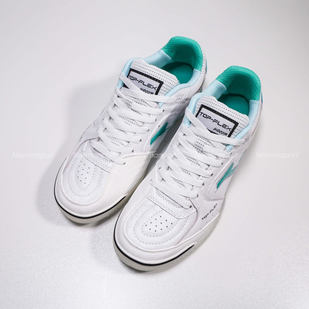 Giày đá bóng Futsal Joma Top Flex 2502 - White/Turquoise - TOPW2502IN