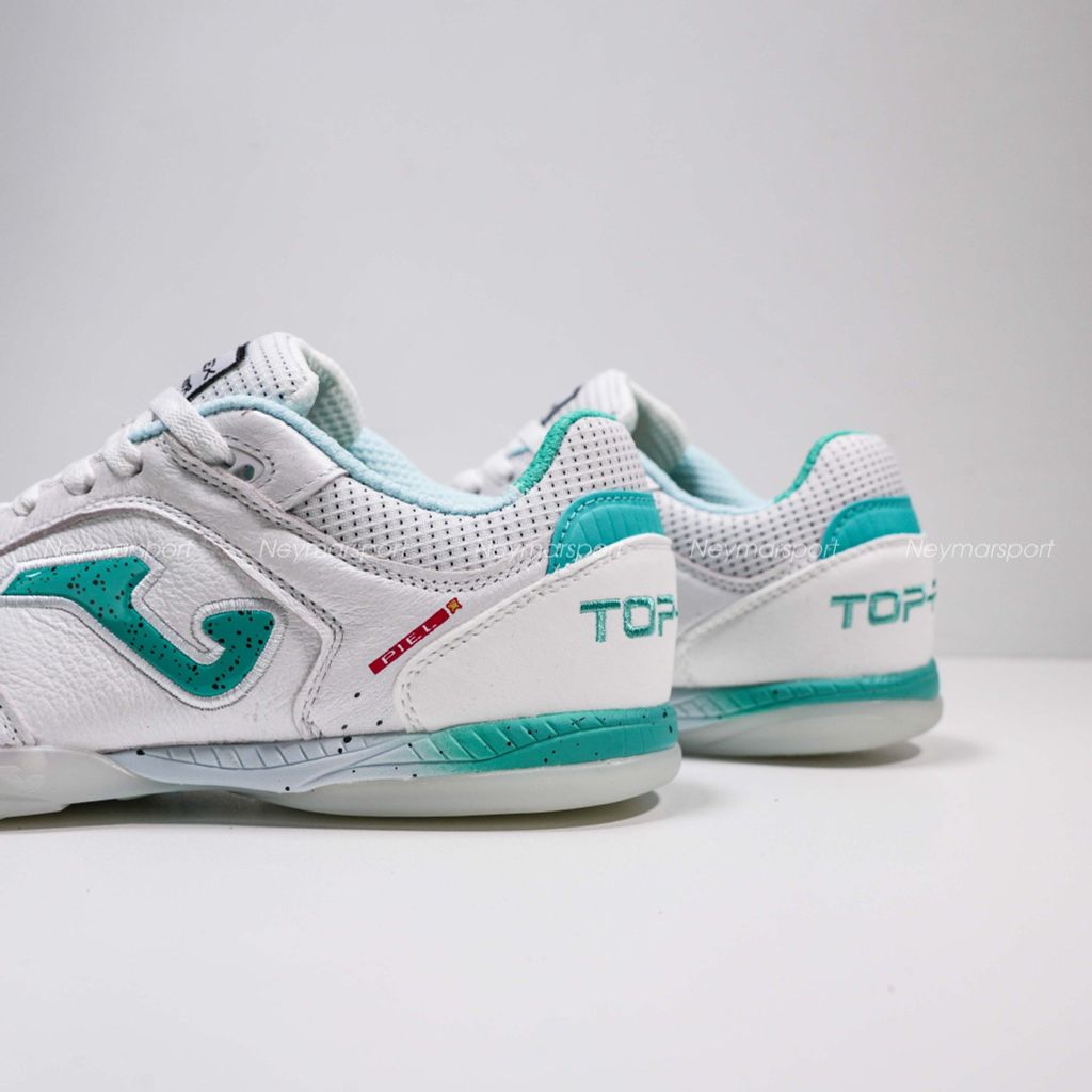 Giày đá bóng Futsal Joma Top Flex 2502 - White/Turquoise - TOPW2502IN