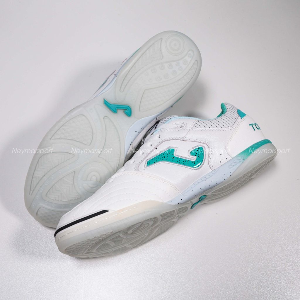 Giày đá bóng Futsal Joma Top Flex 2502 - White/Turquoise - TOPW2502IN
