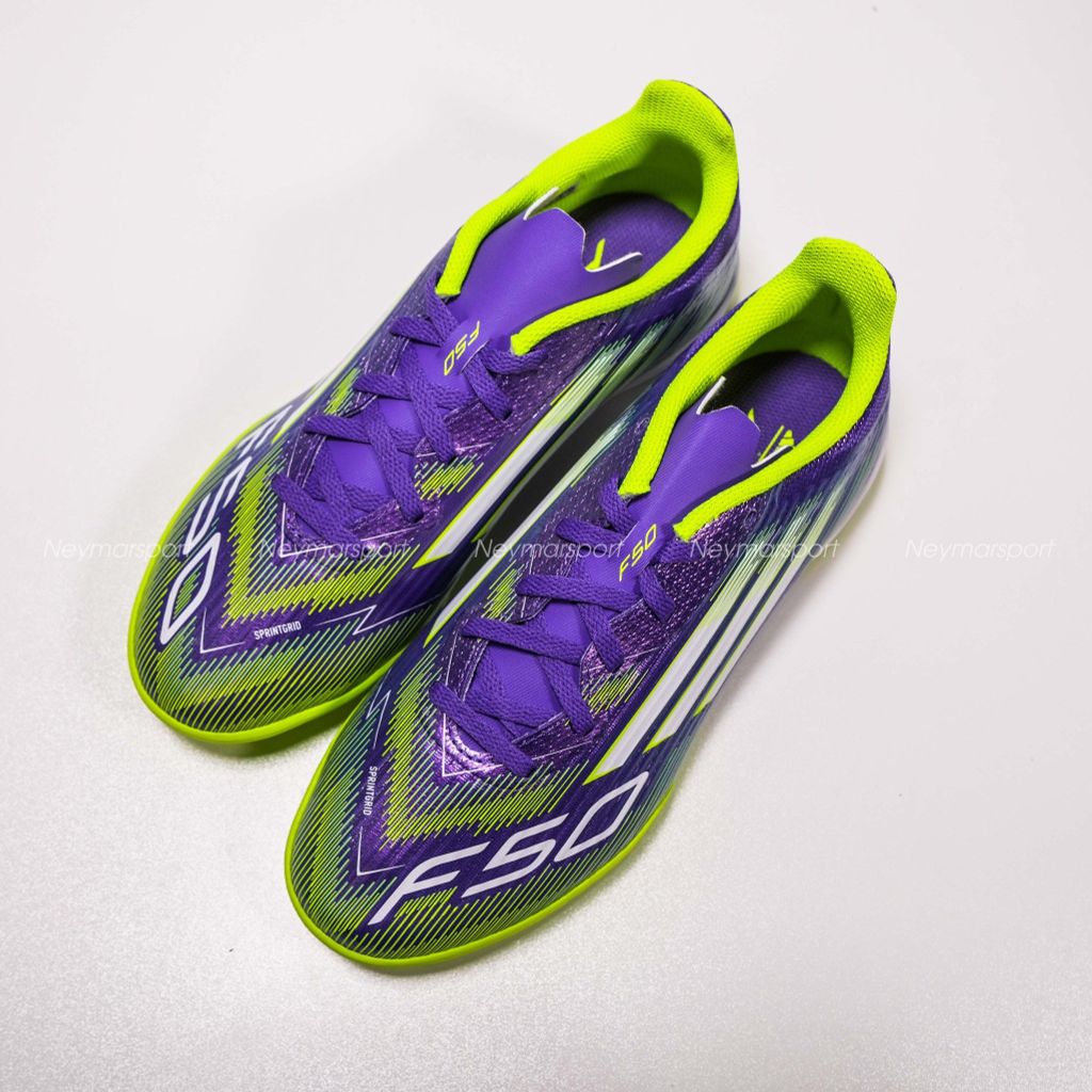 Giày đá bóng adidas F50 League TF Radiant Blaze - Purple Rush/Footwear White/Lucid Lemon Kids JI0000
