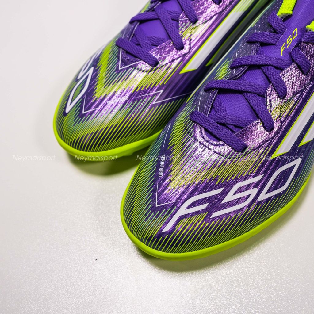 Giày đá bóng adidas F50 League TF Radiant Blaze - Purple Rush/Footwear White/Lucid Lemon Kids JI0000