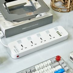 Ổ Cắm Điện Đa Năng LDNIO SC4408 – 4 Ổ Cắm Chấu EU + 4 USB-A (17W/3.4A) | Công Suất 2500W | Công Tắc Độc Lập | Dây 2M | Chống Cháy, An Toàn Cao