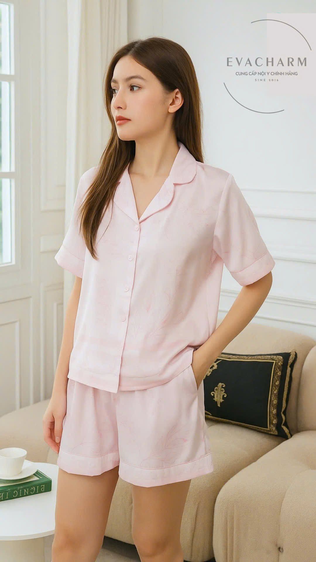 Bộ đùi mặc nhà tay ngắn chất lụa Pháp mát mịn