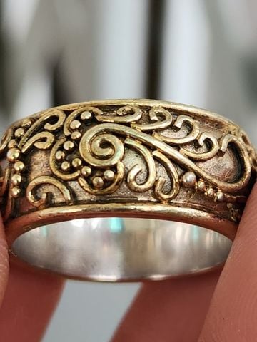  nhẫn mỹ xưa hoa văn hàng hiệu bạc áo vàng 925 