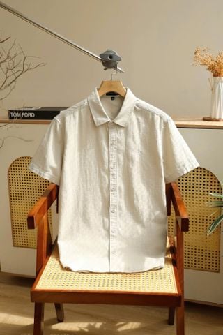 ÁO SƠ MI NAM TAY NGẮN LINEN MÀU KEM - T003730