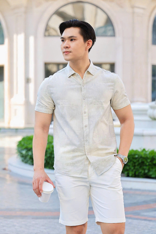 ÁO SƠ MI NAM TAY NGẮN HỌA TIẾT KEM T003534