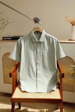 ÁO SƠ MI NAM TAY NGẮN LINEN MÀU XANH - T003730