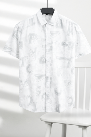 ÁO SƠ MI NAM TAY NGẮN HỌA TIẾT TRẮNG T003551