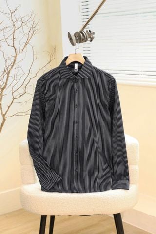 ÁO SƠ MI NAM TAY DÀI SỌC DỌC ĐEN - JCF002001