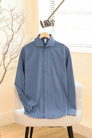 ÁO SƠ MI NAM TAY DÀI SỌC DỌC XANH - JCF002001