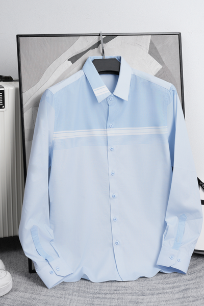 ÁO SƠ MI NAM TAY DÀI SỌC NGANG XANH - T003548