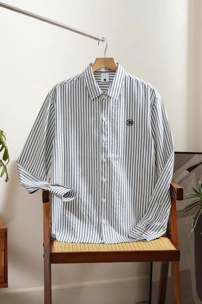 ÁO SƠ MI NAM TAY DÀI TRẮNG SỌC XANH - T003733