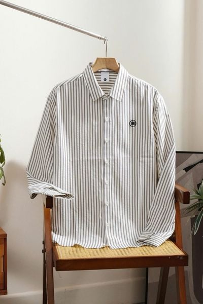 ÁO SƠ MI NAM TAY DÀI TRẮNG SỌC ĐEN - T003733