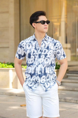 ÁO SƠ MI NAM TAY NGẮN HỌA TIẾT T003556