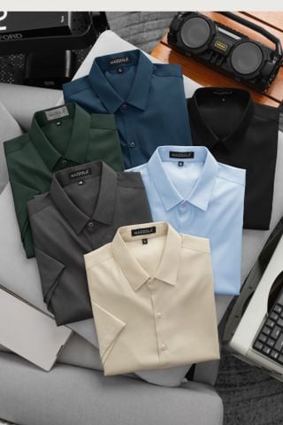 ÁO SƠ MI NAM TAY NGẮN LỤA TRƠN