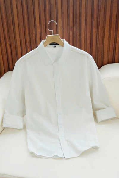 ÁO SƠ MI NAM TAY DÀI MÀU TRẮNG TRƠN - T003718