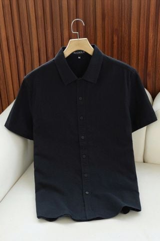 ÁO SƠ MI NAM TAY NGẮN ĐEN TRƠN - T003719