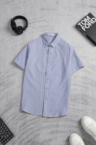 ÁO SƠ MI NAM TAY NGẮN KẺ XANH - P004308