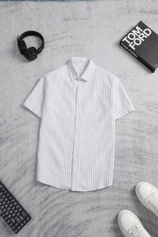 ÁO SƠ MI NAM TAY NGẮN KẺ TRẮNG - P004308