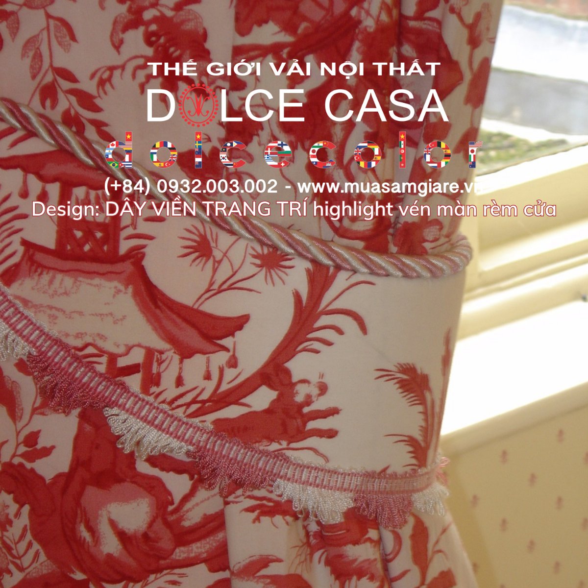 DOLCE CASA dịch vụ làm dây vải vén màn rèm Tie Back Embrasse Design