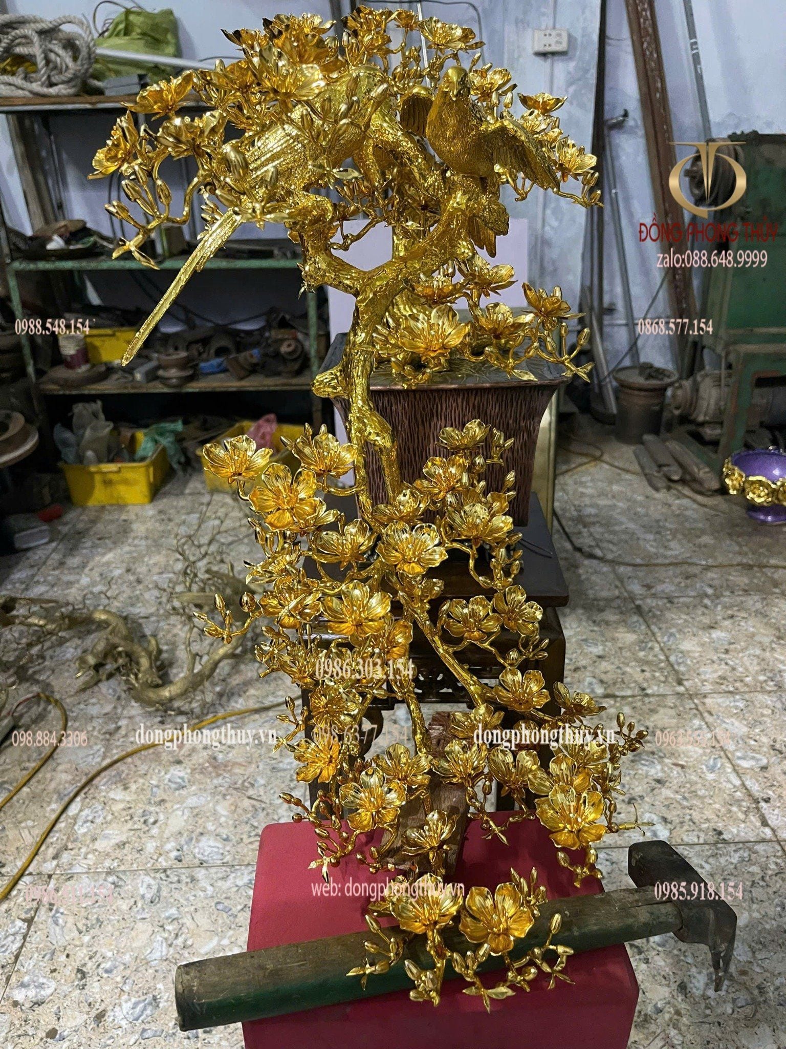 Quà tân gia mạ vàng : cây mai vàng bằng đồng mạ vàng