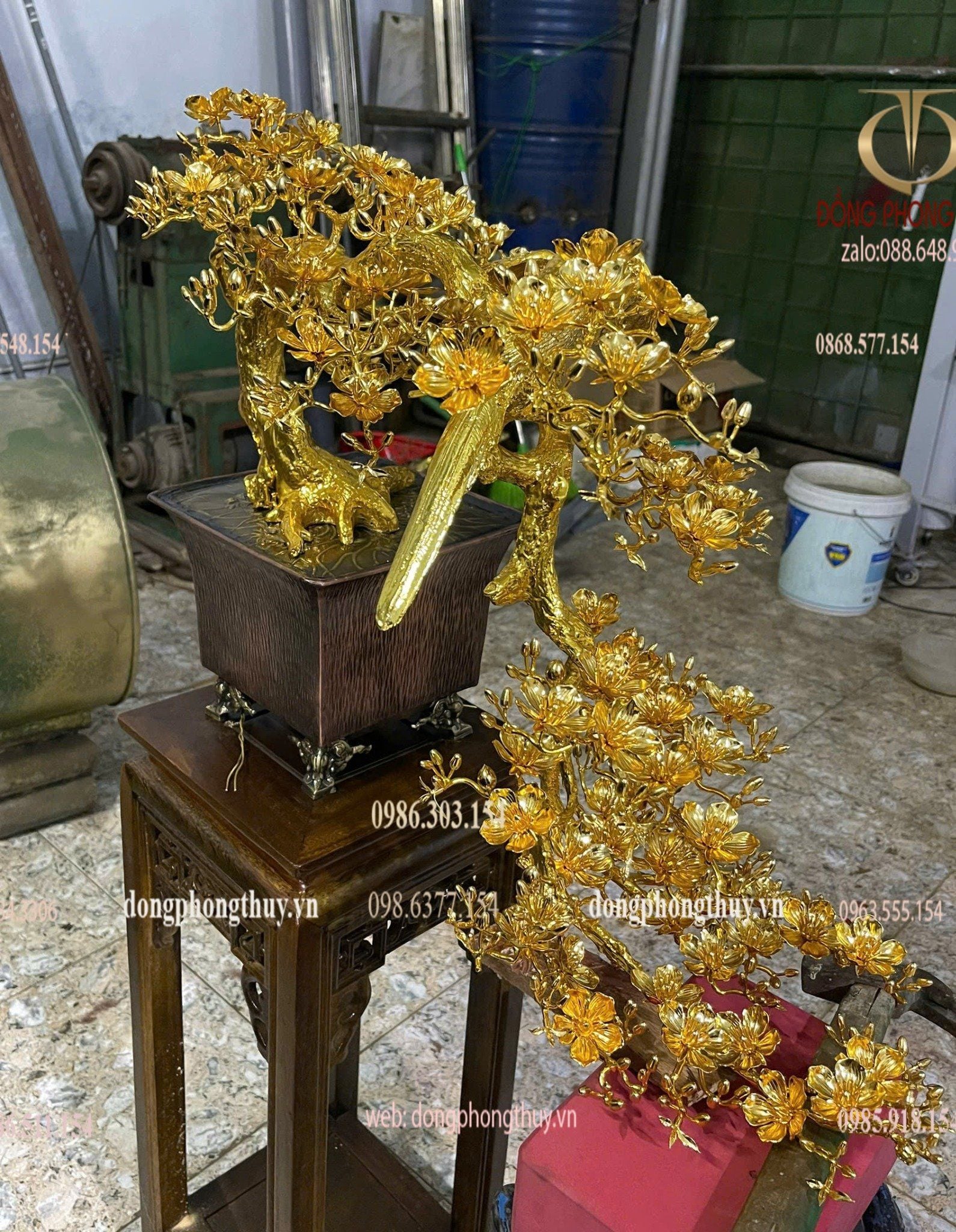 Quà tân gia mạ vàng : cây mai vàng bằng đồng mạ vàng