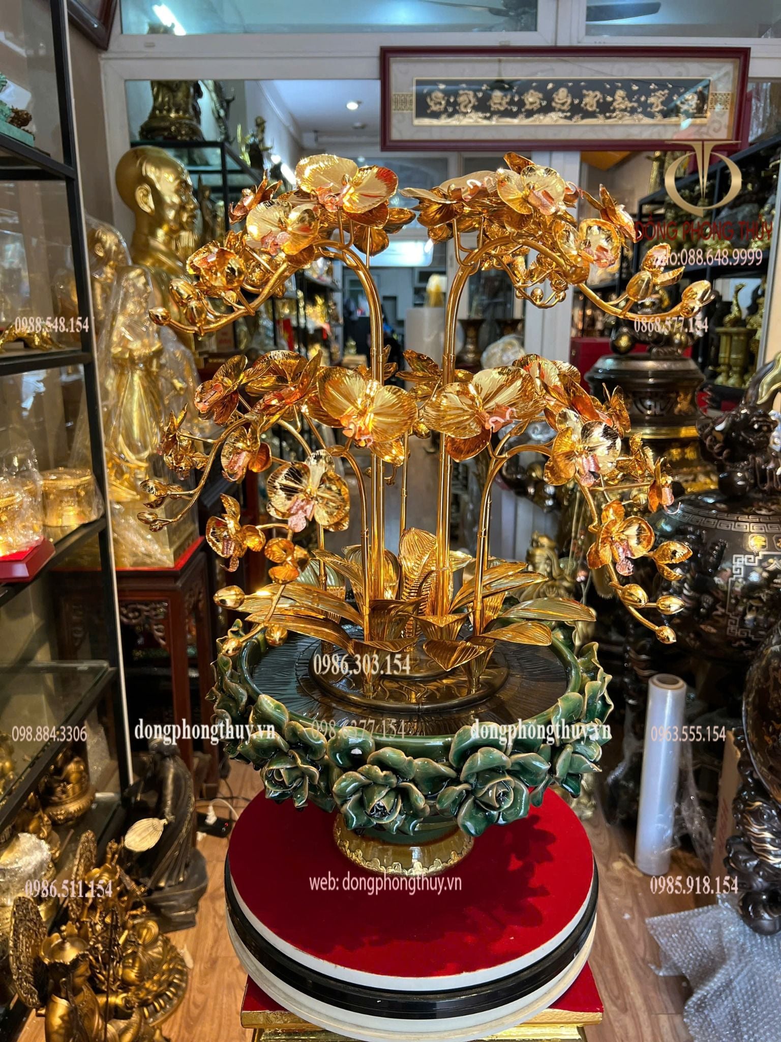 Chậu hoa lan mạ vàng 24k