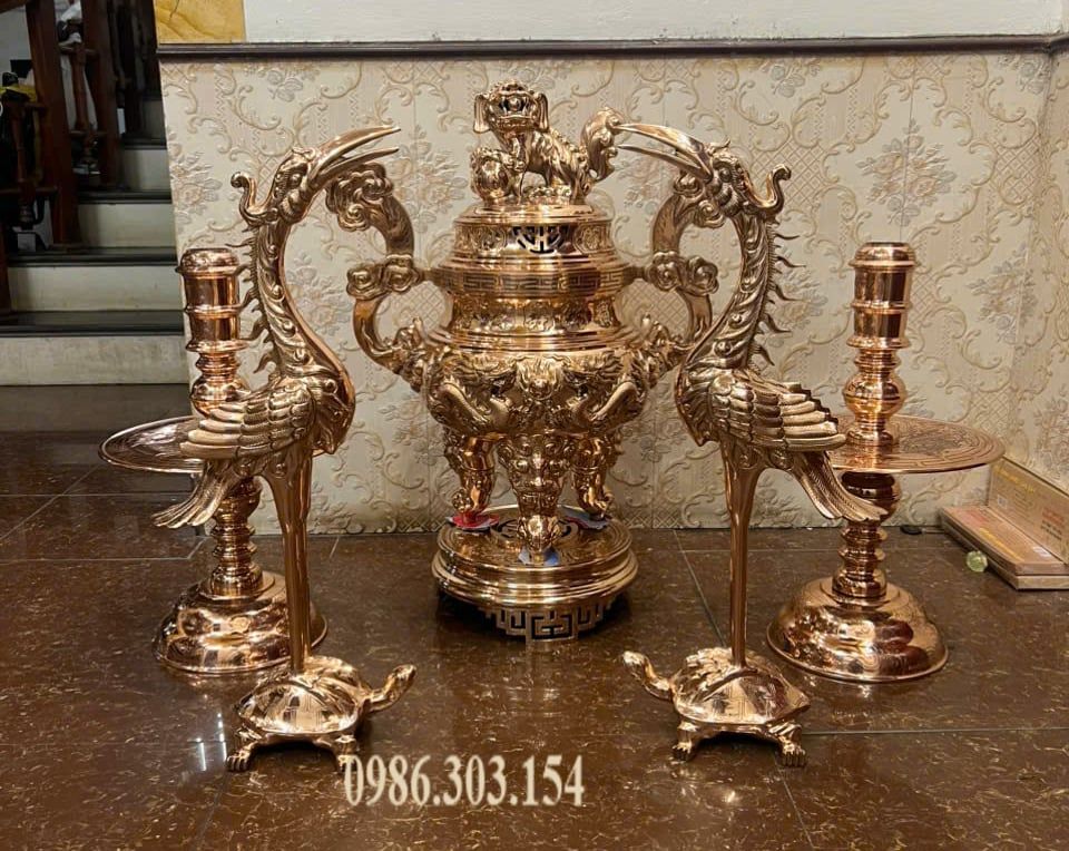 Bộ đỉnh đồng đỏ 70cm 62kg