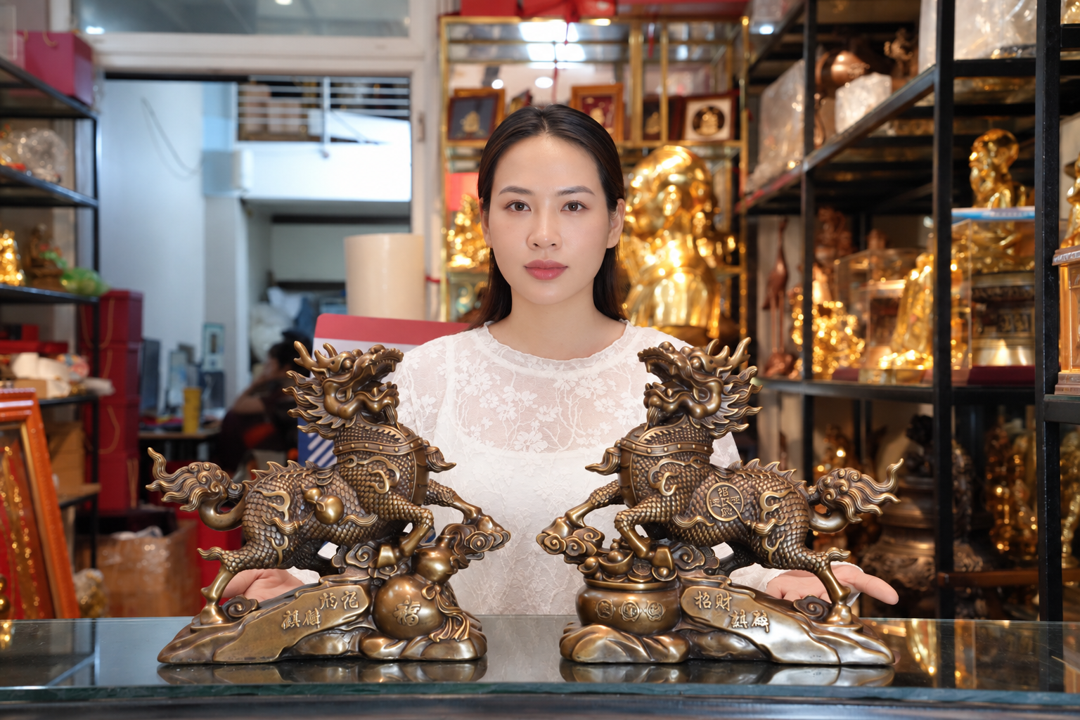 Đôi kỳ lân bằng đồng hun