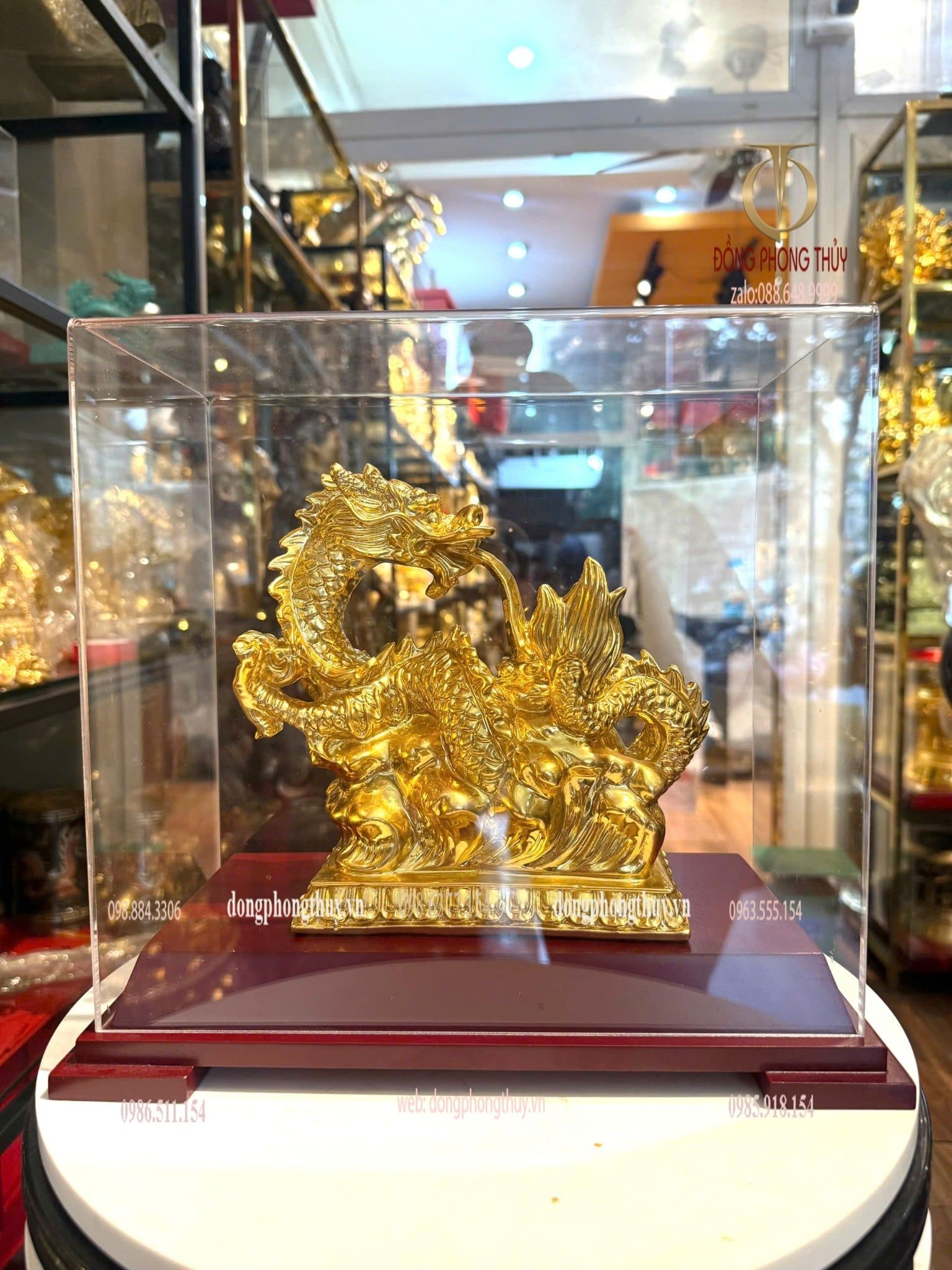 Quà tặng-Tượng rồng bằng đồng dát vàng 24k
