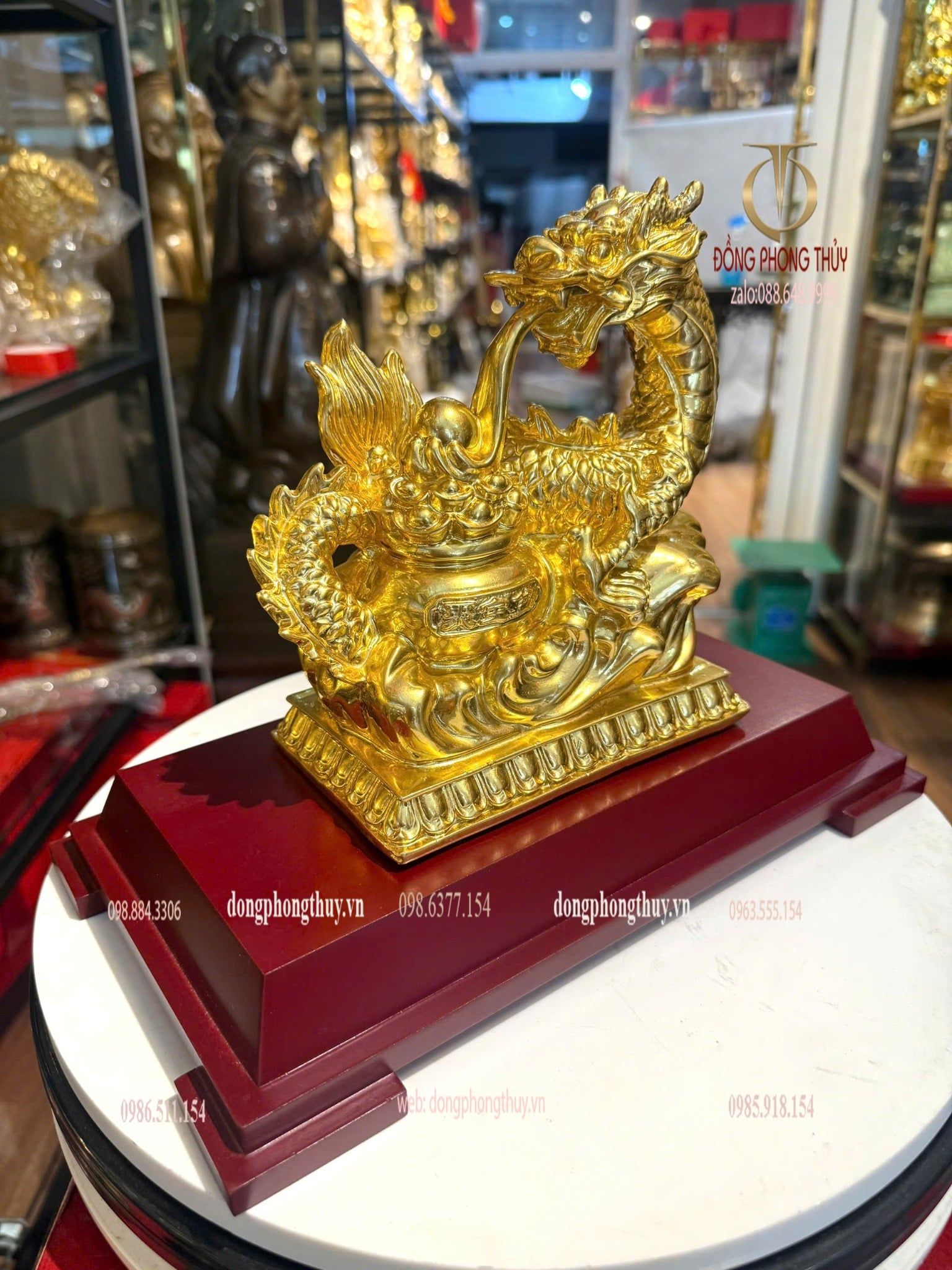 Quà tặng-Tượng rồng bằng đồng dát vàng 24k