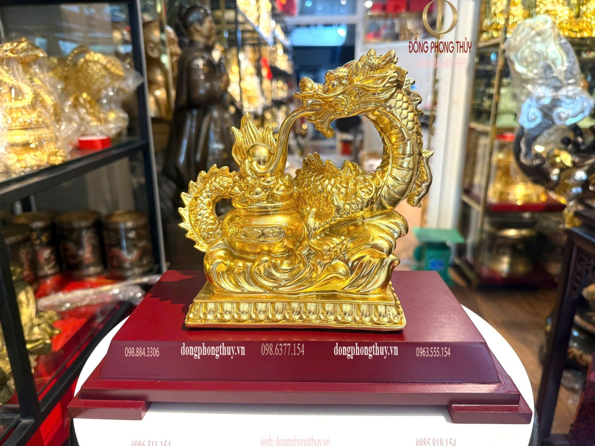 Quà tặng-Tượng rồng bằng đồng dát vàng 24k