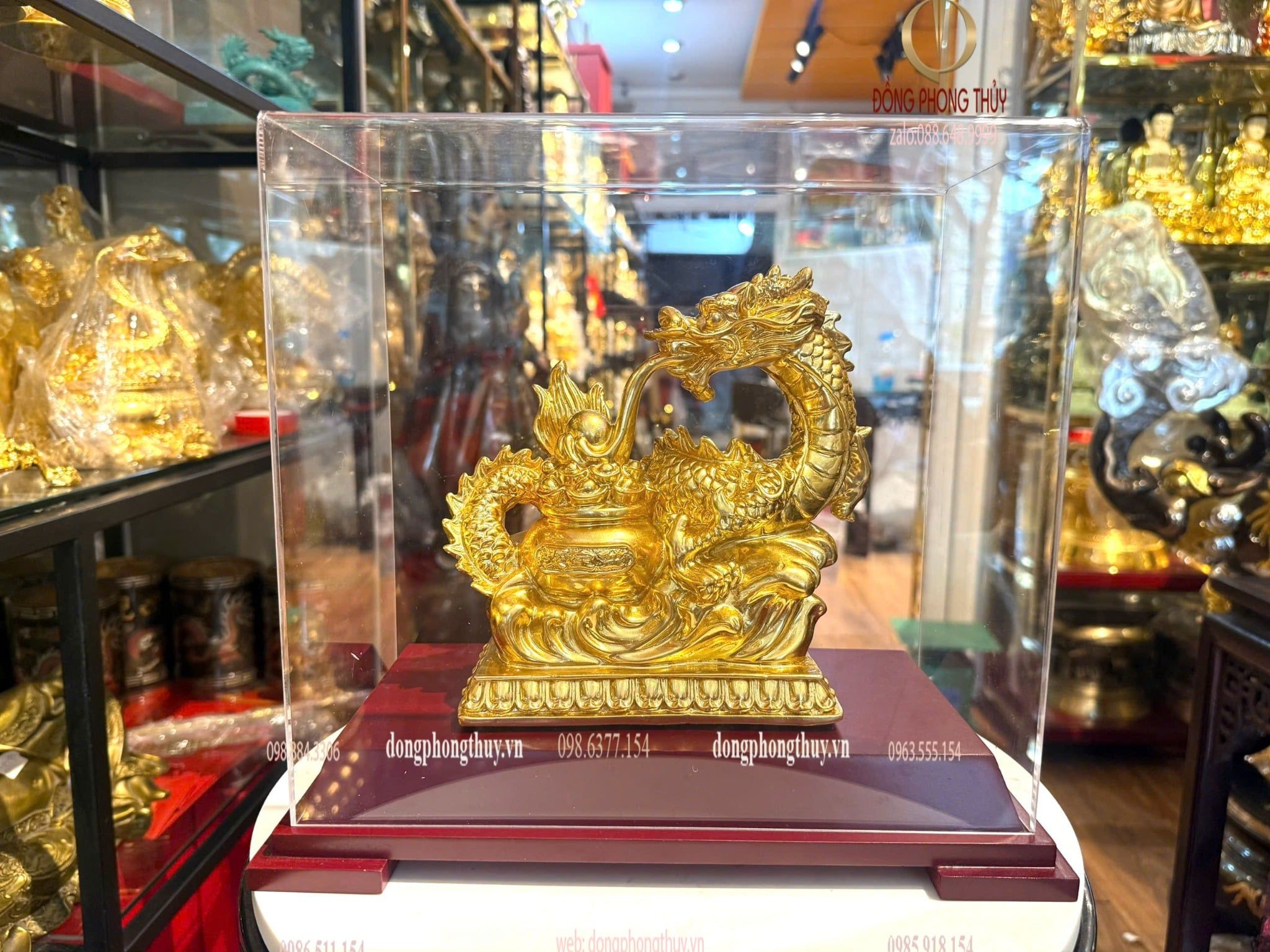 Quà tặng-Tượng rồng bằng đồng dát vàng 24k