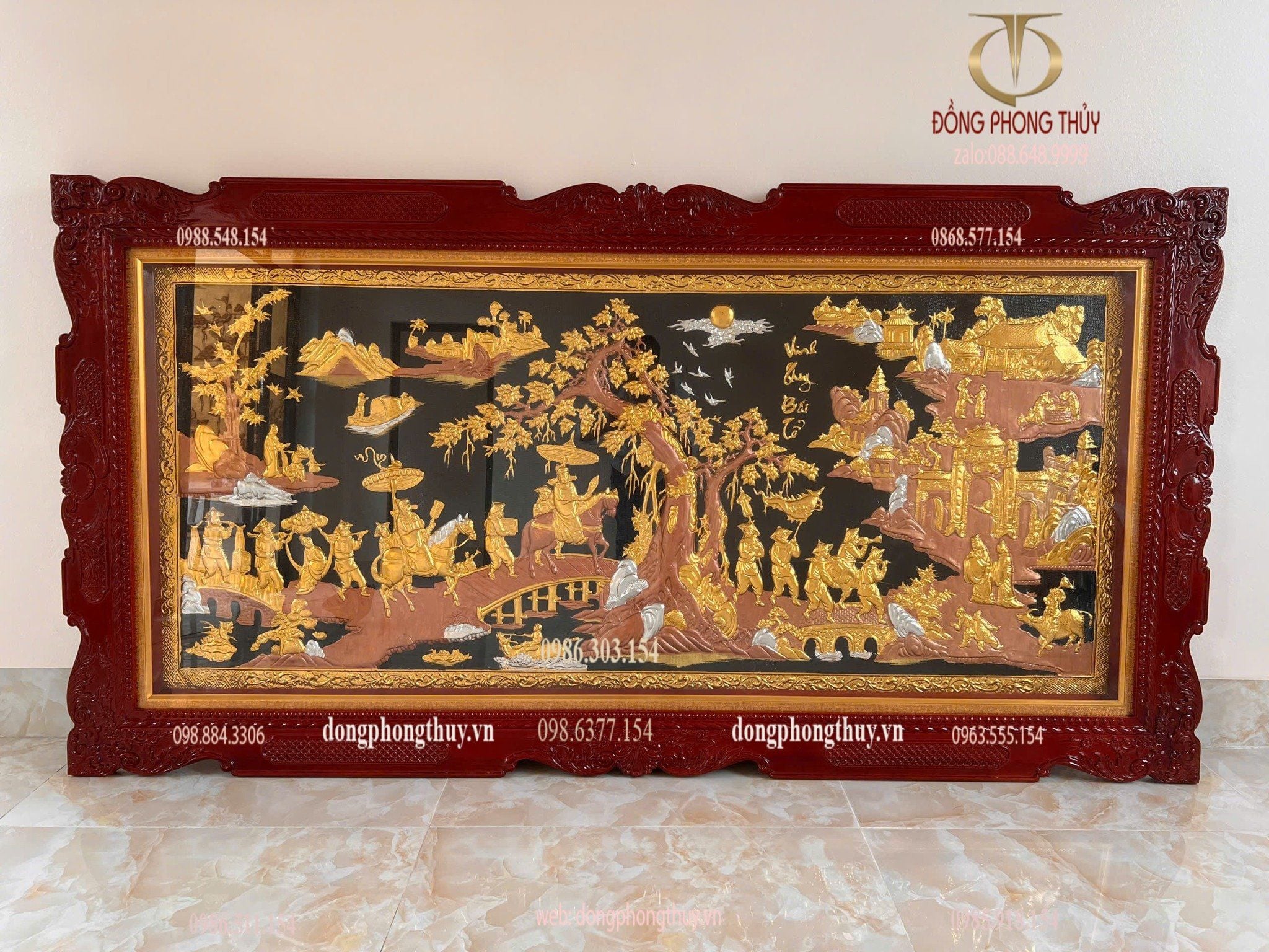 Tranh vinh quy bái tổ dát vàng bạc